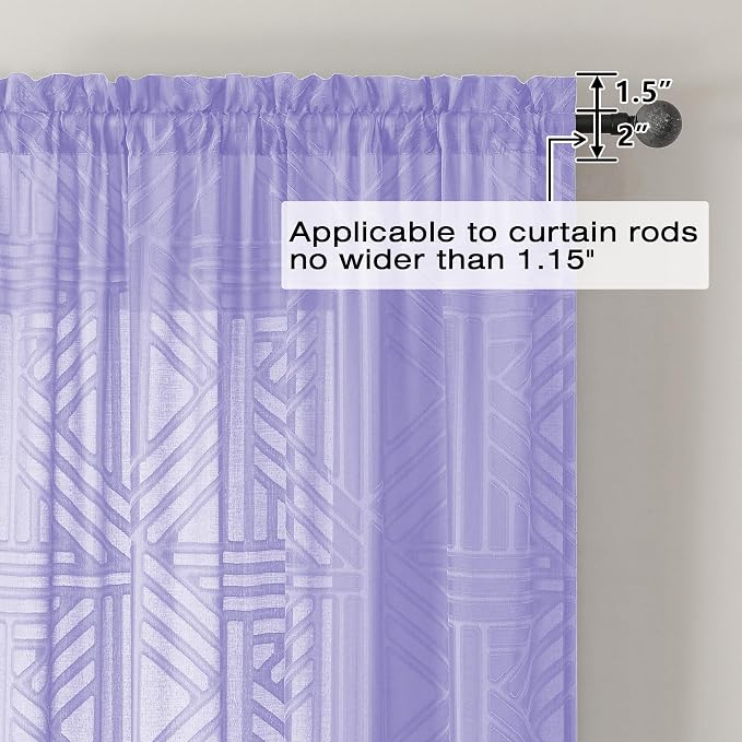 Simplebrand Lavender Sheer Kitchen Curtains 36 Inch Length Tier Curtains 2 - Image 4