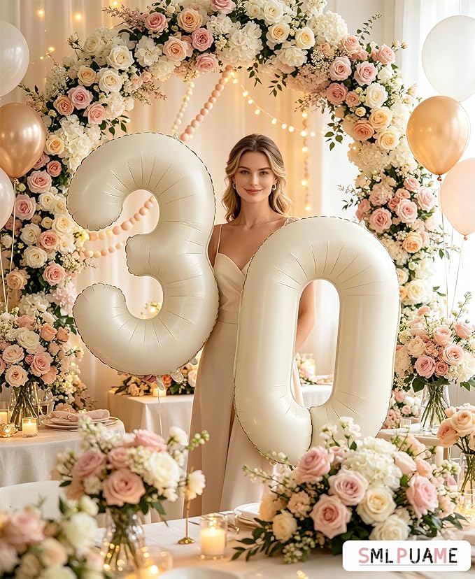 40 Inch Beige Number 3 Balloons - Image 3