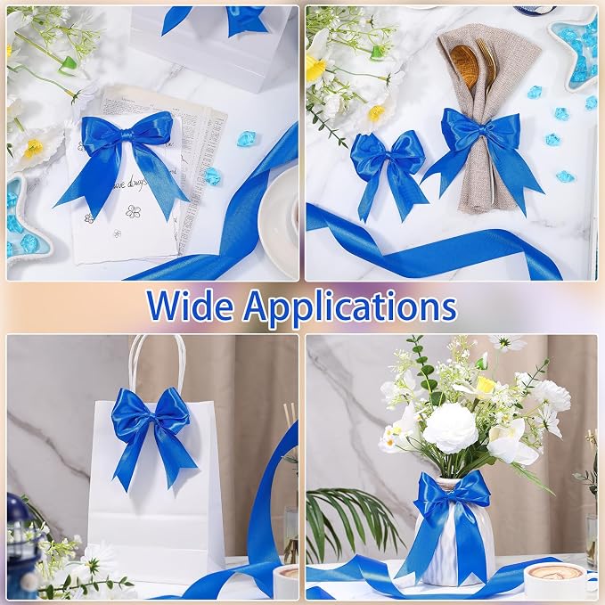 woric Royal Blue Ribbon 1 1/2 Inch 60 Yards Blue Satin Ribbons | Graduation - Image 6