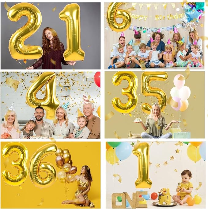 40 inch Gold Number Balloon Giant Foil Helium Balloons Gold Number 9 Balloon - Image 5