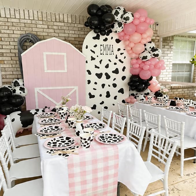 Cow Printed Balloons Pink and Black, Metallic Silver Pastel Hot Pink Black - Image 5