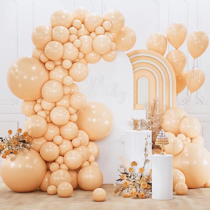 PartyWoo Nude Balloons 155pcs Apricot Boho Fall Color 18 12 10 5 Inch | 18 12 by PartyWoo