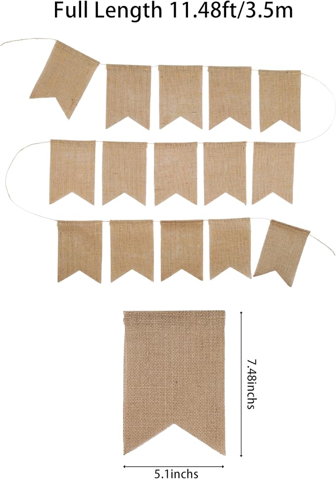 LaRibbons Burlap Banner, 5x7.5 inches 11.5ft DIY Party Decor - Image 7