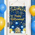 Blue Gold Retirement Door Banner Decorations Happy Retirement Party Small by Wayyogh