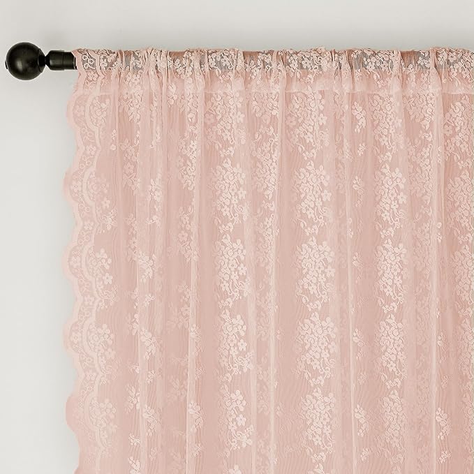 Anmao Vintage Lace Curtains 54 Inches Long 2 Panels Set, Romantic Elegant Light - Image 6