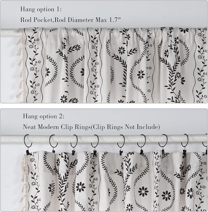 Schweek Boho Tassels Curtains for Living Room 84 Inches Long 2 Panels Ivory | - Image 6