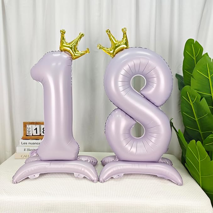 Standing Purple Crown Number 1 Balloon 40In Pastel Purple Crown 1 Balloon | - Image 5