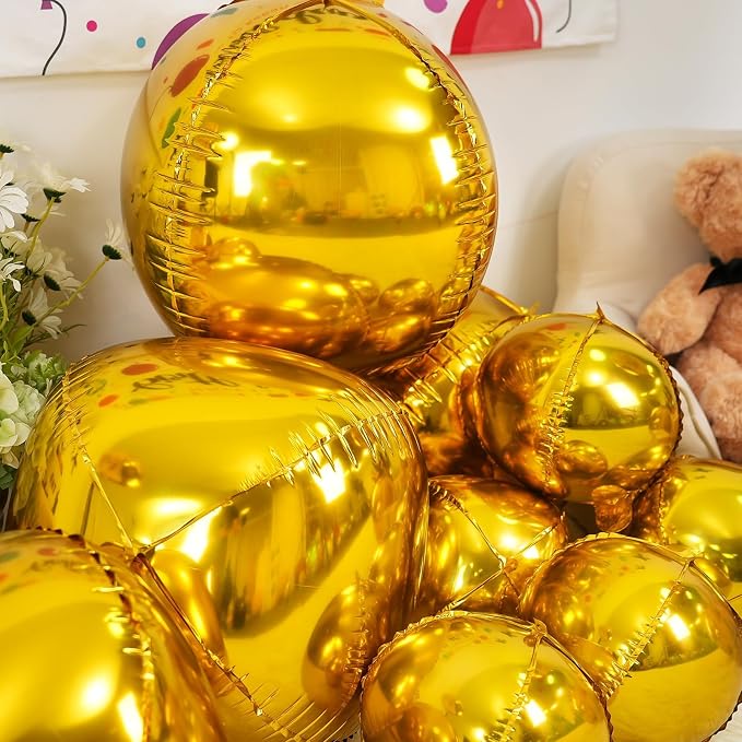 12Pcs Gold Round Foil Balloons, Metallic Gold Foil Balloon - Image 4