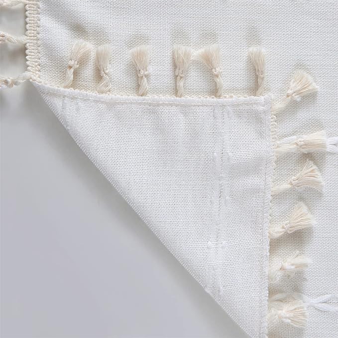 RoomTalks White Boho Farmhouse Kitchen Curtains 36 Inch Length French Striped - Image 5