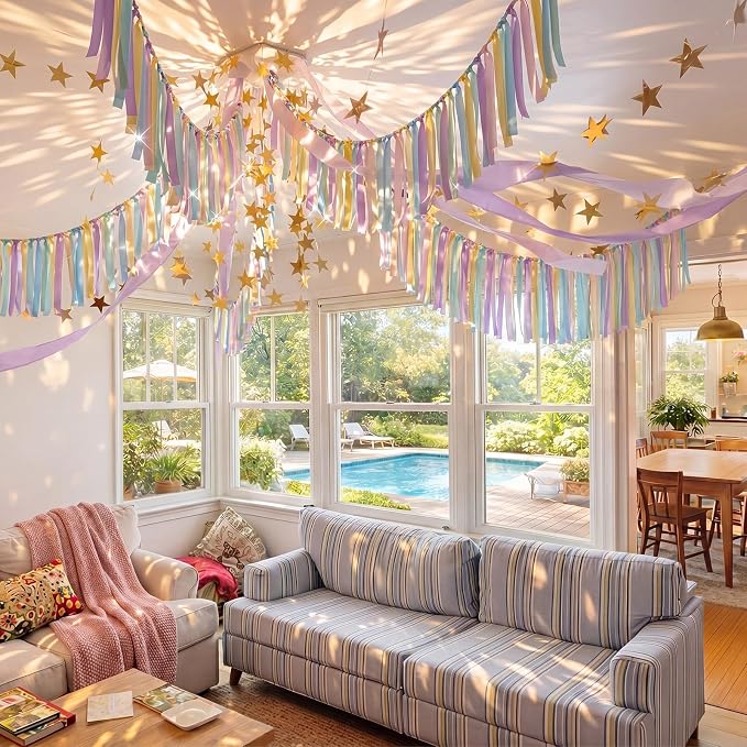 3 Pcs Pastel Ribbon Tassel Garland Pastel Banner Classroom Decor | 19 ft - Image 3