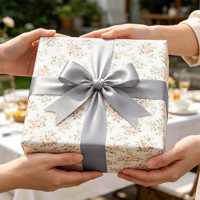 30Yards 1In Gray Satin Ribbon for Gift Wrapping Wedding Christmas Decor | Soft - Image 5