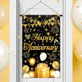 Anniversary Party Decorations Black Gold Happy Anniversary Door Banner Sign by Wayyogh