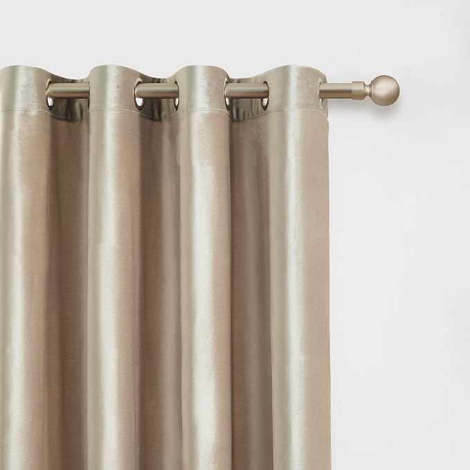 Velvet Champagne Grommet Blackout Curtains 84 inch Length - Image 2