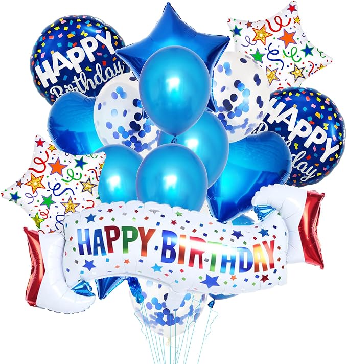 Birthday Decoration Set Colorful Happy Birthday Banner Balloon by OSAMUHA