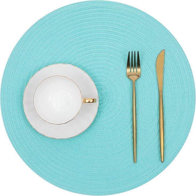 SHACOS Round Placemats Set of 6 Washable 15 inch Round Table Mats Cotton - Image 2