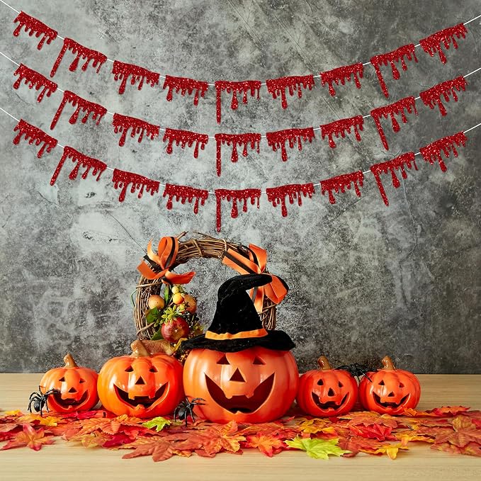 Red Blood Drop Banner for Halloween Party Decorations Supplies Scary Halloween - Image 8