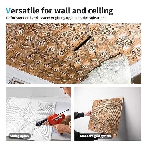 Art3d Drop Ceiling Tiles 24x24 in Bronze, 3D Wainscoting Panels Glue Up 2x2 - Image 7