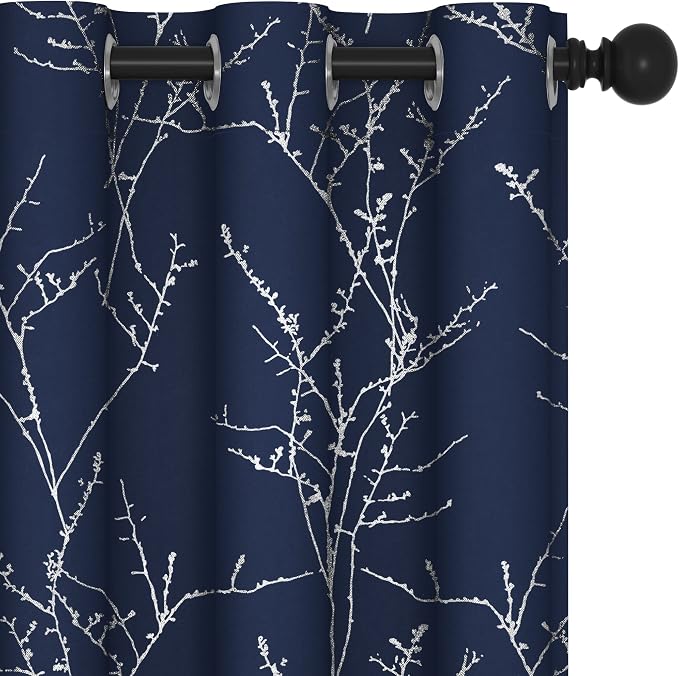 Deconovo Blackout Curtains, Thermal Insulated Soundproof Drapes, Branch Silver by Unknown