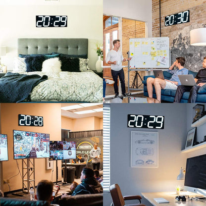 Goetland 18 inch Oversized Digital Wall Clock LED Modern Large Display Temperaturer Multi Functional Remote Control 4-Digit for Kitchen Office Living Room Classroom Single White