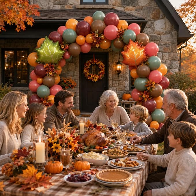 Fall Balloons with 2 Pcs Big Maple Leaves Acorn Balloons | 12 Inch Burgundy - Image 5