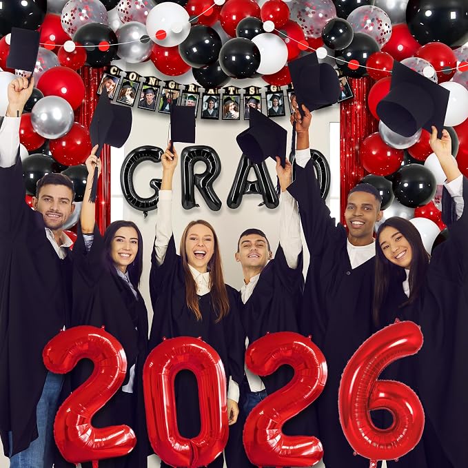 Party Spot！2026 Red and Black Graduation Party Decorations - Image 9