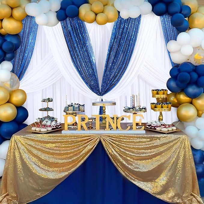 Royal Blue Sequin Backdrop Curtains Party Glitter Drapes 2 Pcs 2FTx8FT | - Image 7