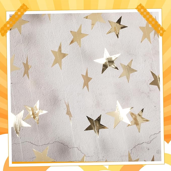 Spakon 65 Feet Glitter Star Paper Garland Banner Hanging Decoration Star - Image 4