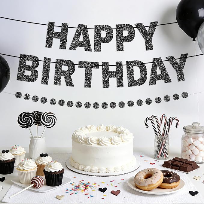 Alynta Happy Birthday Banner Pre-Strung Glitter Birthday Party Decorations | NO - Image 4