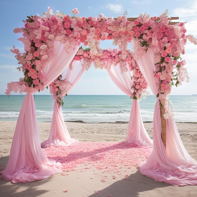 Wedding Arch Draping Fabric Backdrop Drapes 3 Panels, Blush Pink | 28.7"x20FT - Image 5