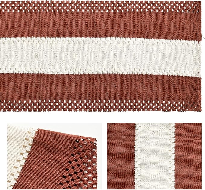 Artoid Mode Caramel Farmhouse Woven Table Runner 12x90 Inch | Holiday Rustic - Image 6