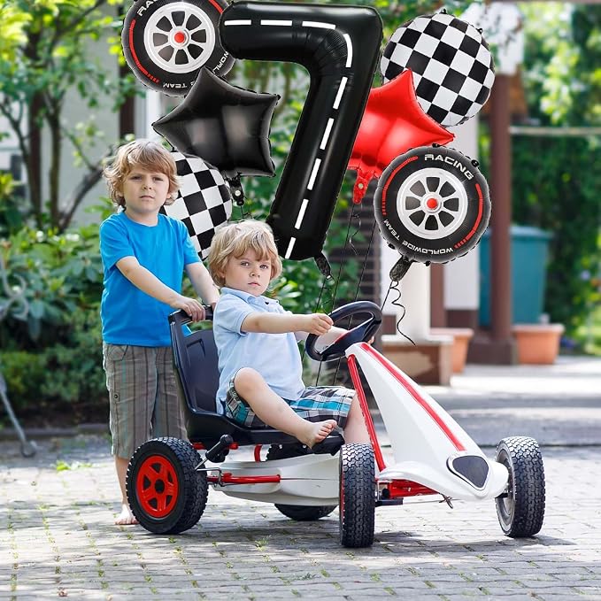 Race Car Balloons, 40 Inch Racetrack Number 7 Balloon, Big Number Balloons Black - Image 3