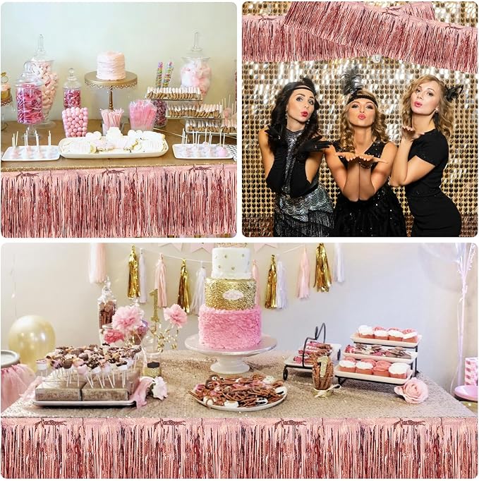 BEISHIDA Laser Rose Gold Fringe Garland Banner Wall Tinsel Foil Streamers | - Image 4