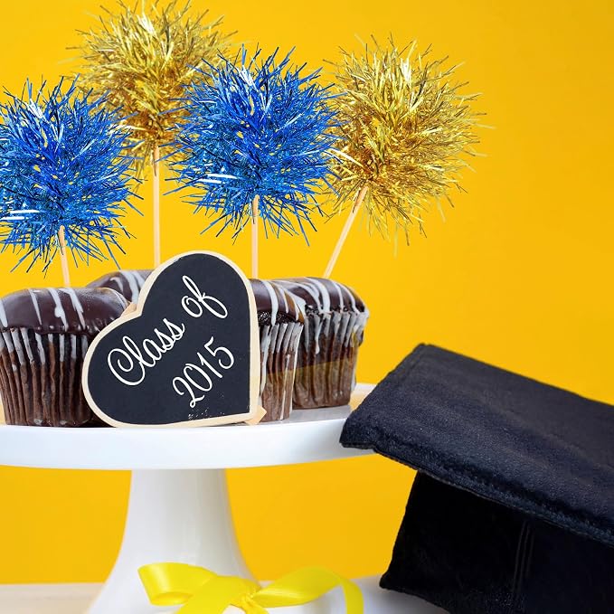 Chinco 100 Pcs Foil Firework Cupcake Toppers Sparkle Tinsel Cake Toppers Cake - Image 5