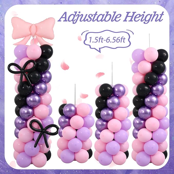 Pink and Purple Black Balloon Column Stand Arch Kit Set of 2 - Image 6