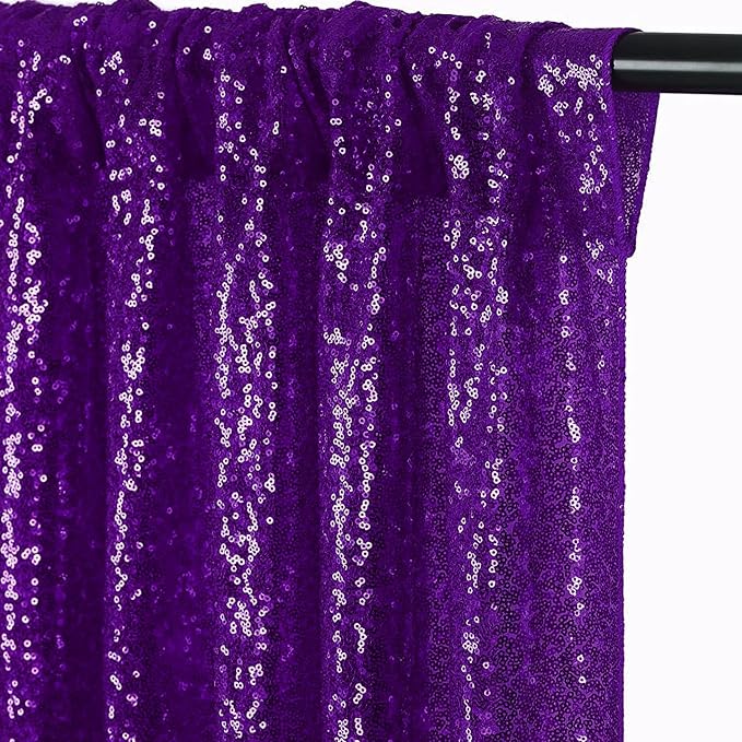 JYFLZQ Purple Sequin Backdrop Curtains 10ft x 10ft 1 Panel Glitter Photo Booth - Image 4