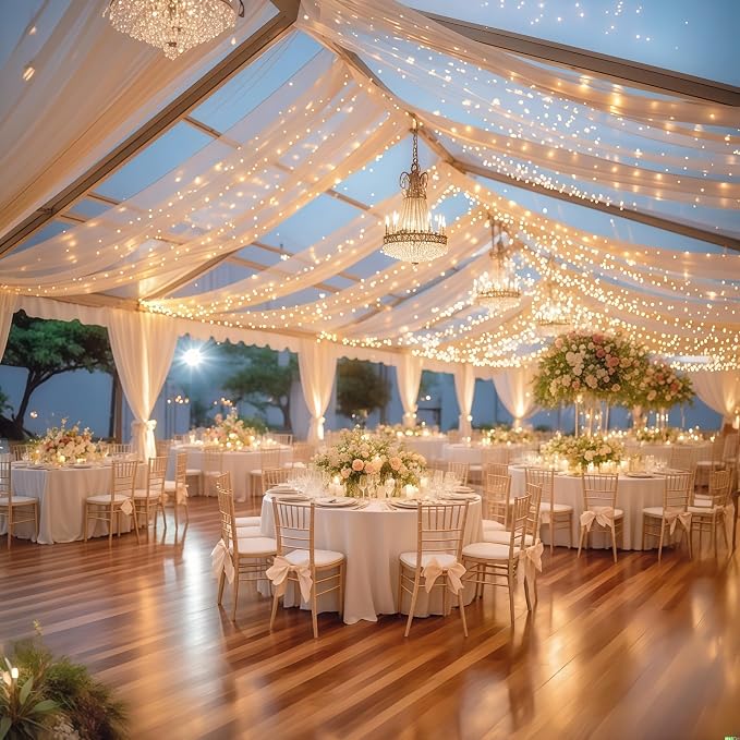 6 Panels Deep Champagne Ceiling Curtains by Unknown