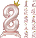 Pink Crown Number 8 Balloon Standing Pink Princess digital 8 Foil Balloon | by YOIOZAIZAI