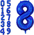 Navy Blue Number 8 Balloon, 40 Inch 8 Balloon Number Large Laser Navy Blue Foil by KYGNE