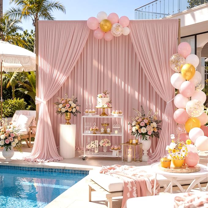 50ftx10ft Wrinkle Free Dusty Pink Backdrop Curtains - Image 6