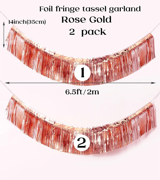 Premium Rose Gold Fringe Tinsel Garland - Image 4
