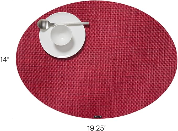 Chilewich Mini Basketweave Placemats, Woven Oval Placemats Set of 4 | Reusable - Image 2