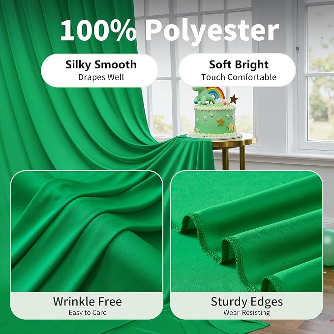10ft×12ft Wrinkle Free Green Backdrop Curtain - Image 4