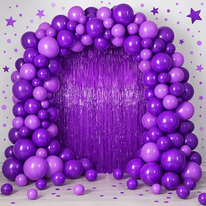 Voircoloria Purple Foil Fringe Backdrop Curtains, Birthday Party Decorations - Image 7