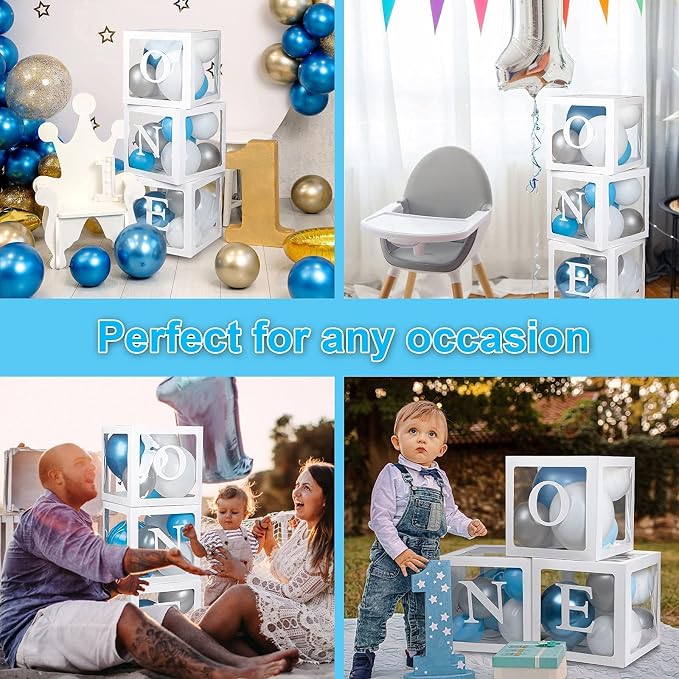 First Birthday Decorations For Boy Or Girl, Baby Clear Blocks Party Decor - Image 6