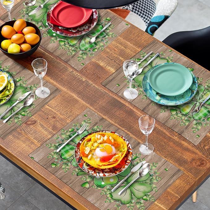 St Patricks Day Eucalyptus Leaves Placemats Set of 4, 12x18 Inch St Patrick - Image 7