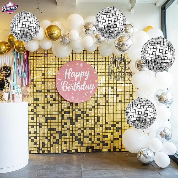 6pcs 22 Inch Silver Disco Ball Balloons, 4d Large Foil Aluminum Balloon - Image 6