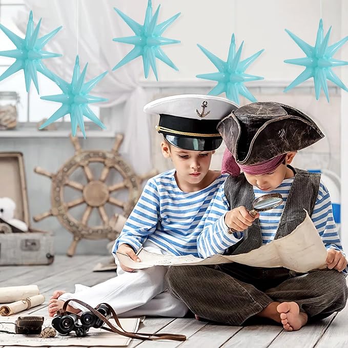 TONIFUL 4 Pcs Star Balloons Pastel Blue Foil Explosion Party Decoration | 22 - Image 5