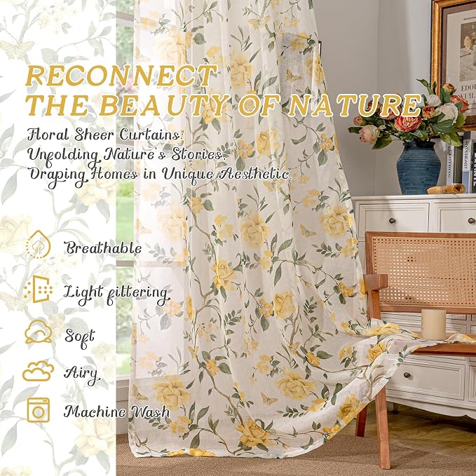 French Country Farmhouse Sheer Curtains - Image 2