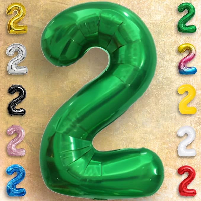 Green Number Balloon 2 Mylar Foil Balloons 32 inch - Image 2