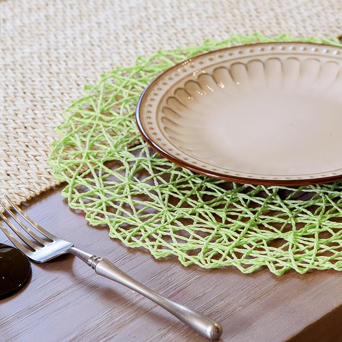 AHHFSMEI Paper Braided Round Placemats Set of 12 Natural Non-Slip Heat - Image 4